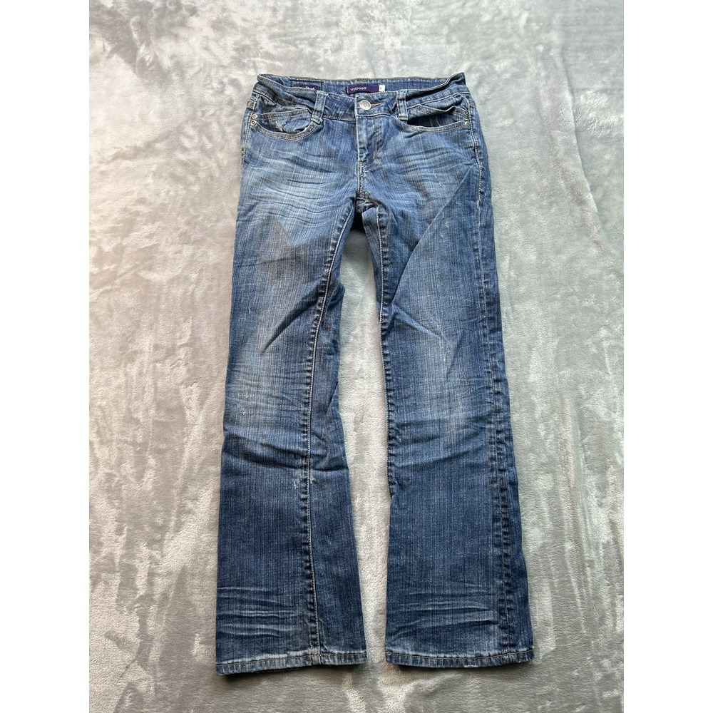 Vigoss Jeans Bootcut Women Sz 3 Blue Low Rise Whiskered Western Cowgirl Boho Y2K